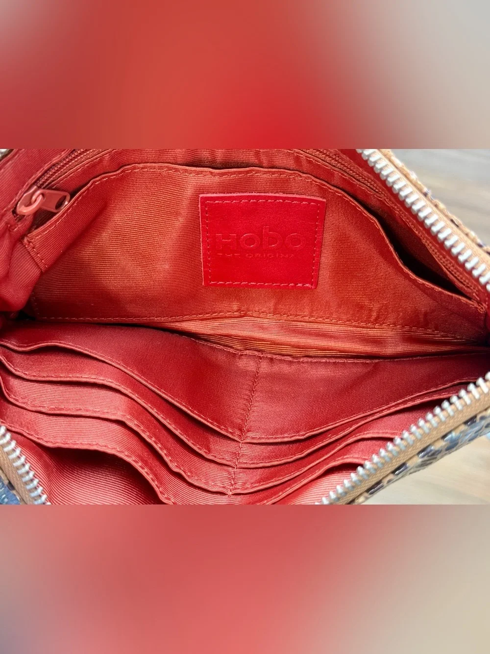 Hobo International Snake Embossed Leather Wristlet Clutch Wallet
